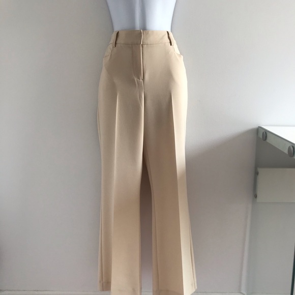 San Francisco High Waisted Cream Pleated Straight Leg Pants - Picture 2 of 16